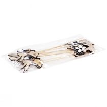 Product Flower stick Easter bunny black white natural H9cm 12 pcs