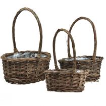 Product Basket with handle plant basket oval 26/24/20cm set of 3