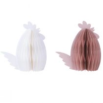 Product Decoration Chicken White Orange Honeycomb Figures Easter 19×12×20cm 2 pcs