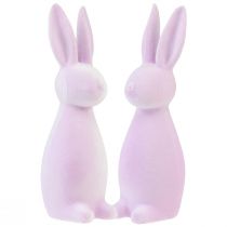 Decorative bunnies flocked Easter bunnies purple light 8×10×29cm 2pcs