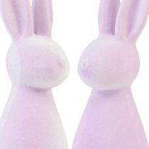 Product Decorative flocked Easter bunnies – 2nd choice – light purple 8×10×29cm 2 pieces