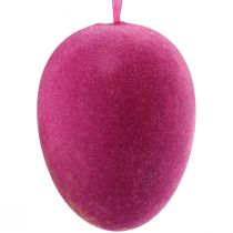 Product Decorative Easter eggs for hanging, colorful flocked, H8cm, 8 pieces