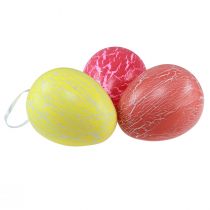 Product Decorative Easter Eggs Yellow/Pink/Red Crackle H11.5cm 3 pcs