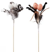 Product Artificial quail eggs decorative feathers on stick 36cm 12pcs