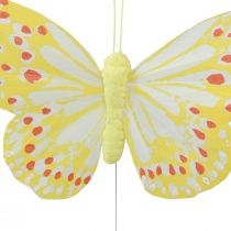 Product Decorative Butterflies on Wire Feathers Orange Yellow 7×11cm 12 pcs