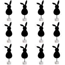 Product Stand table decoration Easter bunnies felt black 19cm 12pcs