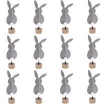 Product Stand Table Decoration Easter Bunny Decoration Felt Grey 19cm 12 Pcs