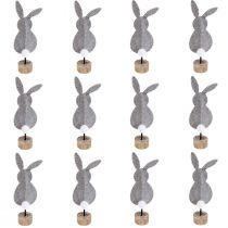 Product Stand table decoration Easter bunny decoration felt gray 19cm 12pcs