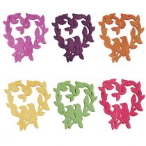 Product Scatter decoration bird wooden heart table decoration color 3.5/1.5cm 72 pcs