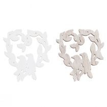 Product Scatter decoration bird wooden heart table decoration natural 3.5/1.5cm 72 pcs
