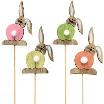 Product Easter Bunny Wooden Flower Plug Easter Colorful H8cm 12 Pcs