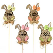 Product Flower plug wooden Easter plug bunny with glasses 8.5cm 12pcs