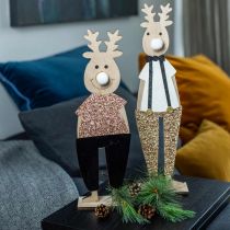 Product Reindeer wooden decoration figure Christmas to put 12×6.5cm H45cm 2pcs