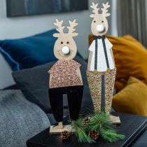 Product Reindeer wooden decorative figure standee Christmas 12×6.5cm H45cm 2pcs