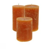 Solid colored pillar candles Rustic Dark Orange Sunset