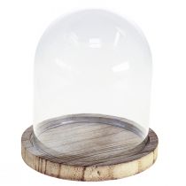 Glass bell decoration wooden plate table decoration mini cheese bell H13cm