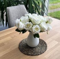 Product Artificial roses in bunch white 30cm 8 pcs
