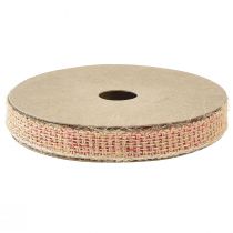 Product Jute ribbon decorative ribbon natural colors red woven W12mm L10m
