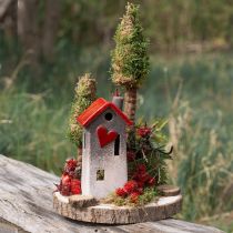 Product Ceramic house lantern with red roof and heart window – 17.5 cm 2 pcs
