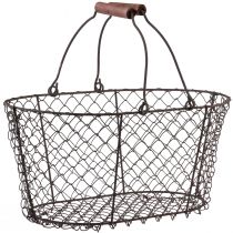 Product Wire basket mesh basket metal basket rust handle wood L30cm