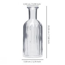 Product Bottle vase, glass vase, tall vase, clear, Ø7.5cm, H19.5cm, 2 pieces