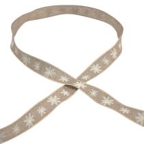 Product Gift ribbon flowers brown white decorative ribbon 15mm 15m