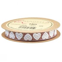 Product Gift ribbon hearts decorative ribbon wine red brown 15mm 15m