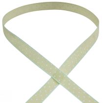 Product Silk ribbon with dots gift ribbon green 15mm 20m