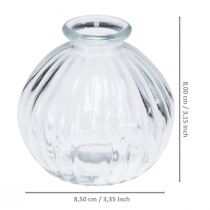 Product Small glass vase ball vase vase clear grooves Ø8.5cm H8cm