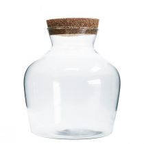Decorative glass with cork Decorative vase clear bulbous Ø20cm H21cm