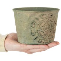 Product Metal flower pot, green, vintage, Ø22cm–13.5cm, set of 3