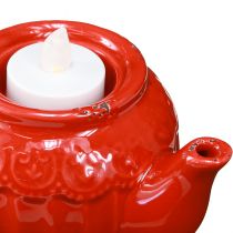 Product Tealight Holder Ceramic Red Teapot Decoration 15.5×9.5×8cm 3 pcs