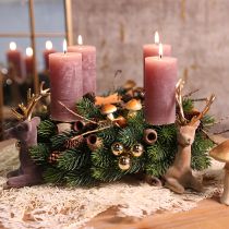 Product Dusty rose pillar candles 70×120mm, dyed throughout, set of 4, decorative candles for weddings & home