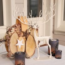 Product Large reindeer decoration metal Christmas decoration white H58cm