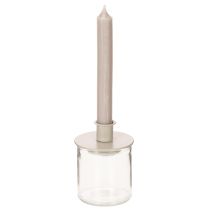 Product Candle Holders Set of 3 in Beige Matte Metal for Taper Candles 8cm