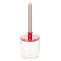 Product Compact Red Metal Candle Holders for Taper Candles 10cm Set of 2