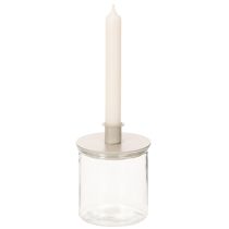 Product Round Cream-Coloured Metal Candle Holders for Taper Candles 10cm Set of 2