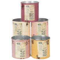 Product Decorative tin, shabby chic style, metal, Ø11cm H10.5cm, various colors