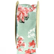 Product Gift ribbon flowers fabric ribbon turquoise red 40mm 15m