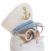 Maritime decoration figure captain with glasses summer decoration H11.5cm
