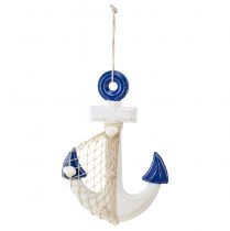 Product Anchor decoration wooden hanging white blue natural 32x2.5x22cm