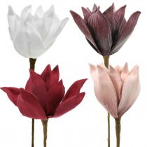 Magnolia artificial flower on a stick Ø10cm Foam 6pcs Different colors