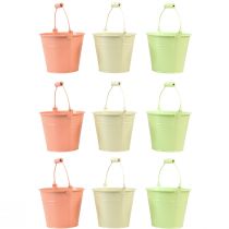 Product Bucket with handle planter pastel metal Ø10cm H8cm 9pcs