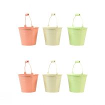 Product Bucket with handle planter metal pastel Ø14cm H12cm 6pcs