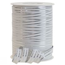 Product Curling ribbon gift ribbon white with silver stripe 10mm 250m