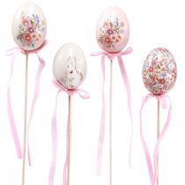 Product Flower plug Easter eggs on a stick with motifs 4×5.5cm 6pcs