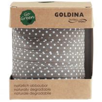 Product Gift ribbon dotted cotton ribbon brown 10mm 100m