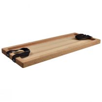 Product Decorative tray, oblong wooden tray with beech handles 50×19.5cm