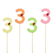 Number plugs birthday 3 flower plugs wood 27.5 cm 16pcs