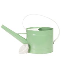 Product Metal decorative watering can, retro pastel green with white accents, for garden, balcony, and indoor use, 52.5x15x30cm